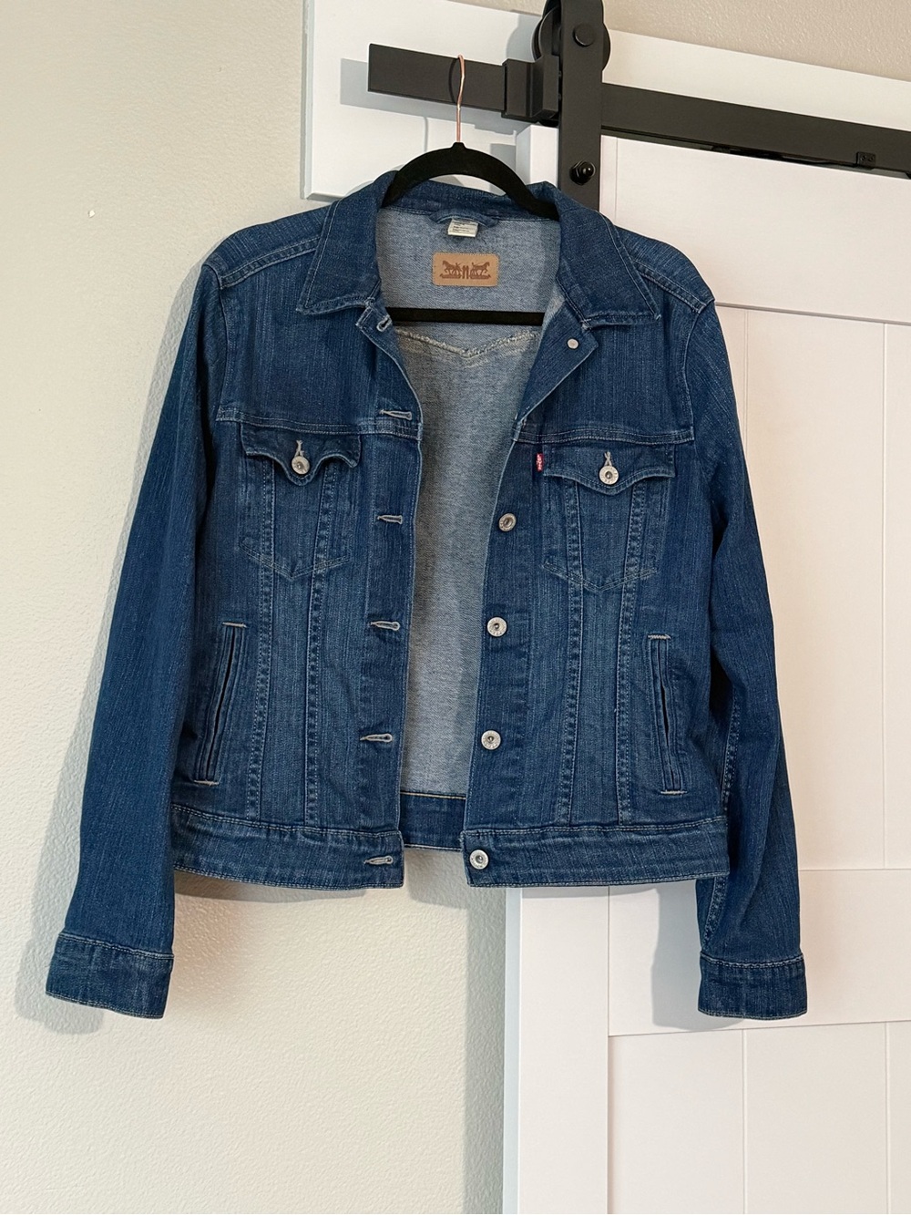 Levi's Indigo Denim Jacket with Brown Leather Patch